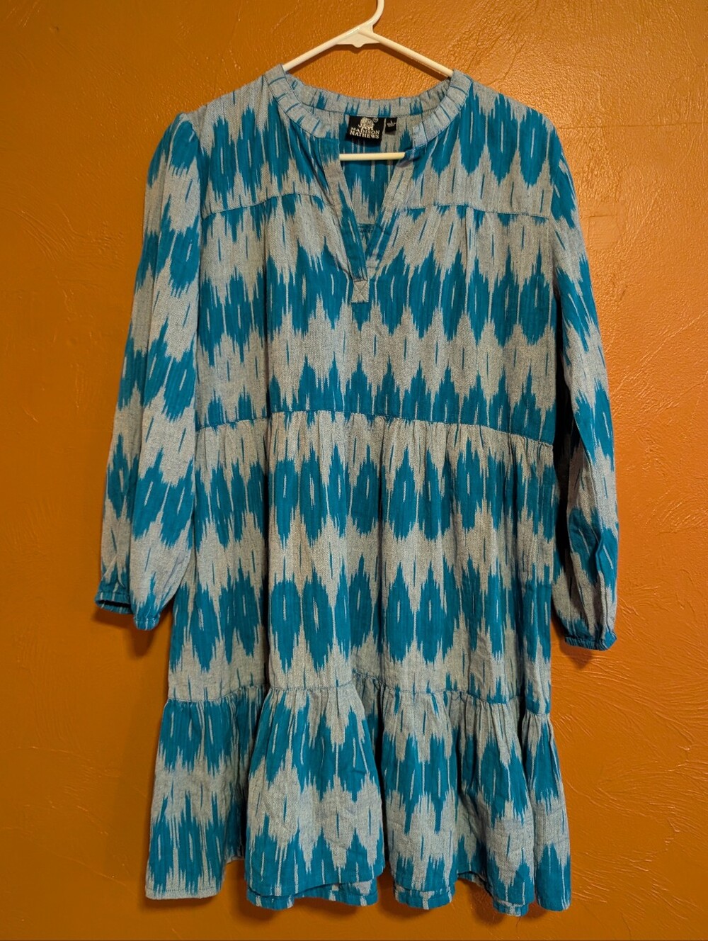 Blue Ikat Midi Dress